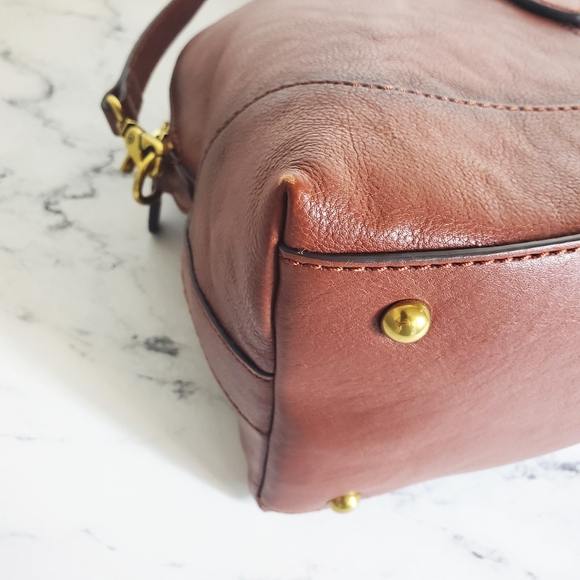 Frye Ring Dome Cognac Satchel Leather Handbag - Picture 8 of 8